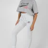 Public Desire Varsity Embroidery Cropped T-Shirt Marl Grey Flash Sale