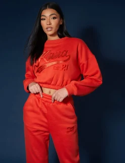 Public Desire Varsity Tonal Sweatshirt Flame Red Online