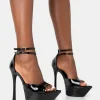 Public Desire Vortex Patent Platform Barely There Pointed Toe Stiletto Heels Black Shop