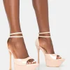 Public Desire Vortex Patent Platform Barely There Pointed Toe Stiletto Heels Nude Hot