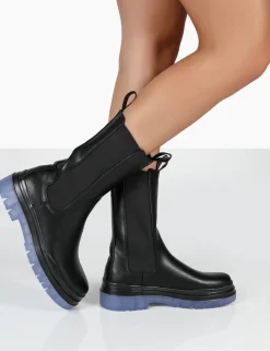 Public Desire Winter Wide Fit Ankle Chunky Sole Chelsea Boots Black Online
