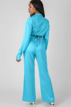 Public Desire Wrap Cropped Shirt Blue Store