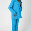 Public Desire Wrap Waistband Straight Leg Trouser Blue Flash Sale