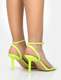 Public Desire Yara Pu Barely There Mid Stiletto Heels Lime Best