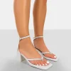 Public Desire Zahra Pu Toe Thong Mid Block Heeled Sandals White Cheap