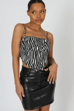 Public Desire Zebra Print Handkerchief Top Multi Best Sale