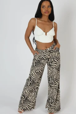 Public Desire Zebra Print Tailored Trousers Stone Flash Sale
